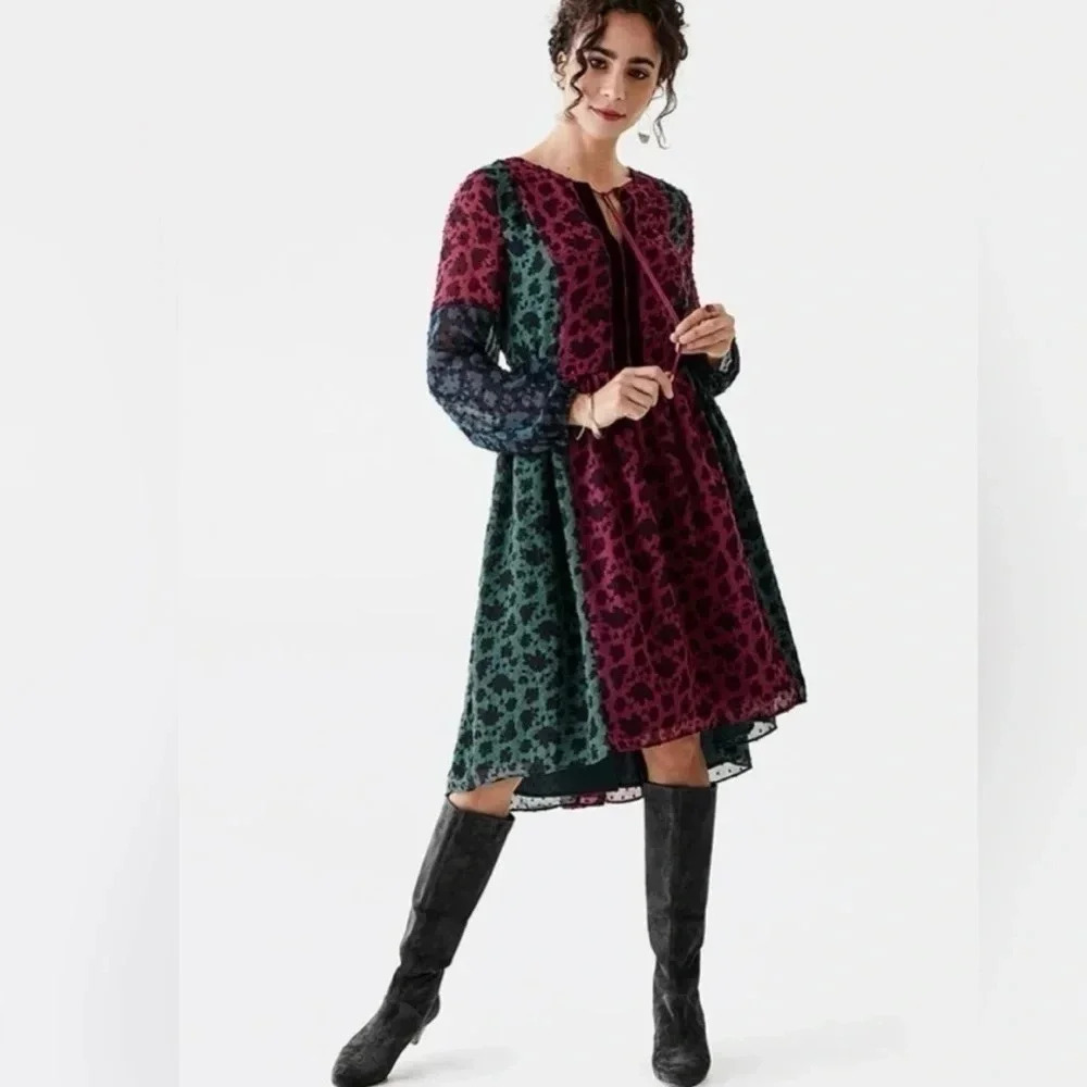 Matilda Jane A Little Party Floral Velvet Trim Dress Size XS